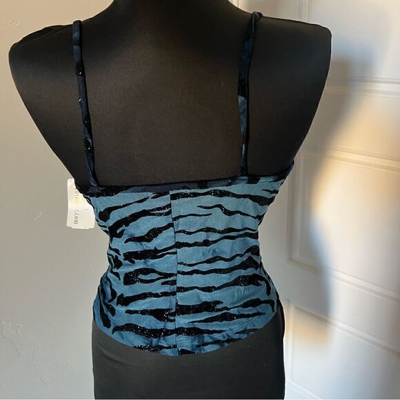 Windsor top cowl neck tiger stripe in blue sparkly fabric sz Small Deadstock - Picture 6 of 13